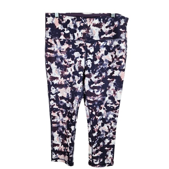 marika sport Pants - Marika Sport Womens‎ Purple Pink Abstract Print High Waist Capri Leggings L